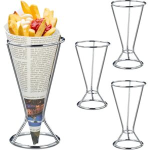 Relaxdays Stainless Steel Fry Cone Holders Set - Vintage Diner Style Relaxdays Stainless Steel Fry Cone Holders Set - Vintage Diner Style