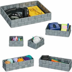 Relaxdays Storage Box Set - 4 Sizes, Gray, Woven Design Relaxdays Storage Box Set - 4 Sizes, Gray, Woven Design