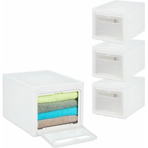 Relaxdays 10048028 caja de almacenamiento - Juego de 4 cestas de plástico apilables Relaxdays 10048028 caja de almacenamiento - Juego de 4 cestas de plástico apilables