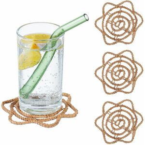 Relaxdays 10048130 Drink Coaster - Set of 4 Natural Palm Leaf Boho Style Relaxdays 10048130 Drink Coaster - Set of 4 Natural Palm Leaf Boho Style