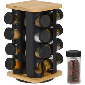 Relaxdays Stainless Steel Bamboo Spice Carousel - Spice Organizer Relaxdays Stainless Steel Bamboo Spice Carousel - Spice Organizer