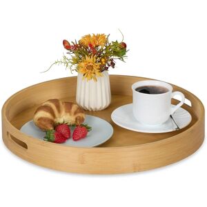Relaxdays Bamboo MDF Round Tray High Edge Handles - Tray Relaxdays Bamboo MDF Round Tray High Edge Handles - Tray