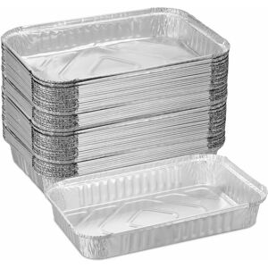 Relaxdays Bandeja de Aluminio Plateada - Pack de 50 - Contenedor para Barbacoa Relaxdays Bandeja de Aluminio Plateada - Pack de 50 - Contenedor para Barbacoa