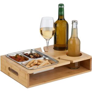 Relaxdays Bamboo Couch Tray - Stainless Steel Bowl & Drink Holders Relaxdays Bamboo Couch Tray - Stainless Steel Bowl & Drink Holders