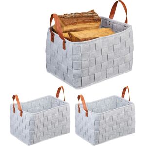 Relaxdays Set of 3 Storage Baskets - Felt, Foldable, 26x40x30 cm Relaxdays Set of 3 Storage Baskets - Felt, Foldable, 26x40x30 cm