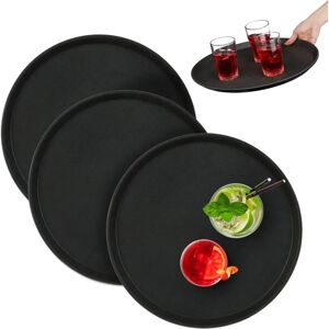 Relaxdays Serving Trays - 3 pcs, Non-slip, Round, Black, 40cm Relaxdays Serving Trays - 3 pcs, Non-slip, Round, Black, 40cm