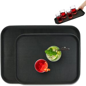 Black Bar Tray Set - Rectangular Serving Trays for Drinks and Food - 2 Sizes Black Bar Tray Set - Rectangular Serving Trays for Drinks and Food - 2 Sizes