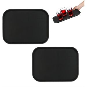 Relaxdays Black Serving Trays Set of 2 for Restaurant & Home Relaxdays Black Serving Trays Set of 2 for Restaurant & Home