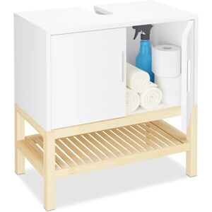 Relaxdays Bathroom Cabinet - White/Natural - Space-saving under-sink storage Relaxdays Bathroom Cabinet - White/Natural - Space-saving under-sink storage