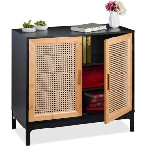 Relaxdays Sideboard - 76x80x39 cm - Black/Natural Relaxdays Sideboard - 76x80x39 cm - Black/Natural