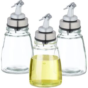 Relaxdays Glass Oil Bottles Set Of 3 Vinegar Dispensers Pourer Sauce Refillable Clear - Oil Bottles Relaxdays Glass Oil Bottles Set Of 3 Vinegar Dispensers Pourer Sauce Refillable Clear - Oil Bottles