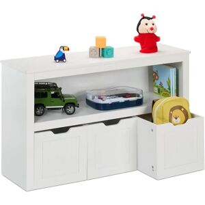 Relaxdays Kids Toy Shelf - 3 Boxes, White, 60x102x30cm - Toy Storage Relaxdays Kids Toy Shelf - 3 Boxes, White, 60x102x30cm - Toy Storage