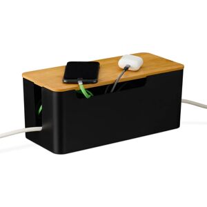 Relaxdays Cable Organizer - Holds 2 Outlets - Bamboo Lid - Cable Box Relaxdays Cable Organizer - Holds 2 Outlets - Bamboo Lid - Cable Box