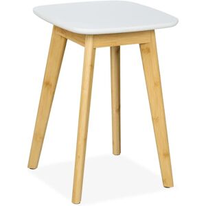 Relaxdays Bamboo Stool - Natural & White - 46x33x33cm - Stool Relaxdays Bamboo Stool - Natural & White - 46x33x33cm - Stool
