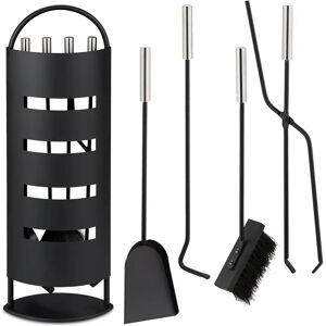 Relaxdays Fireplace Accessories Set - 5 Pieces - Black/Silver Relaxdays Fireplace Accessories Set - 5 Pieces - Black/Silver
