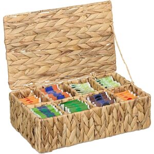 Relaxdays Water Hyacinth Tea Box Organizer - Tea Storage, 8 Compartments Relaxdays Water Hyacinth Tea Box Organizer - Tea Storage, 8 Compartments
