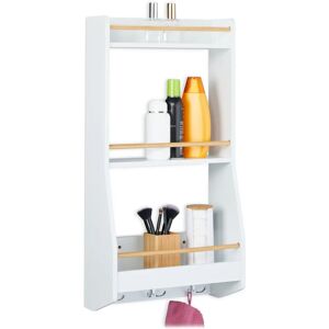 Relaxdays Wall Shelf - 75x38.5x17.5cm - 6 Hooks - MDF & Bamboo Relaxdays Wall Shelf - 75x38.5x17.5cm - 6 Hooks - MDF & Bamboo