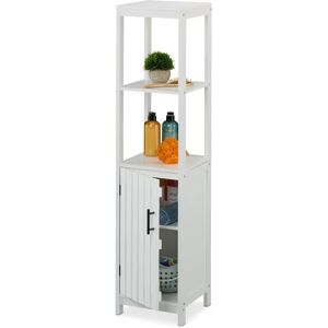 Relaxdays White Bathroom Cabinet - 129x30x30cm, 4 Compartments Relaxdays White Bathroom Cabinet - 129x30x30cm, 4 Compartments
