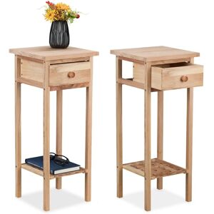 Relaxdays Set of 2 Narrow Wooden Side Tables with Drawer Relaxdays Set of 2 Narrow Wooden Side Tables with Drawer