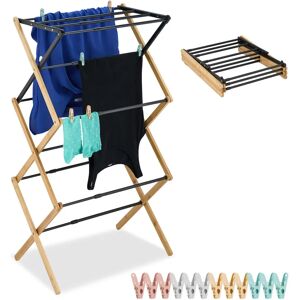Relaxdays Laundry Drying Rack 3-Tier Bamboo Space Saver Relaxdays Laundry Drying Rack 3-Tier Bamboo Space Saver