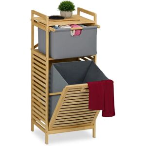 Estantería de baño en bambú con cesto de ropa sucia - Relaxdays Estantería de baño en bambú con cesto de ropa sucia - Relaxdays