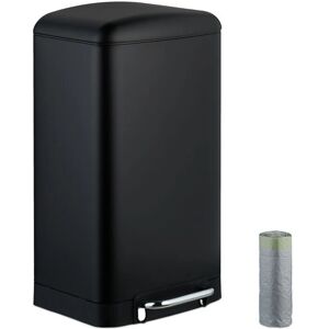 Relaxdays Black Kitchen Trash Bin - 30L, Finger-proof, Soft-close Relaxdays Black Kitchen Trash Bin - 30L, Finger-proof, Soft-close