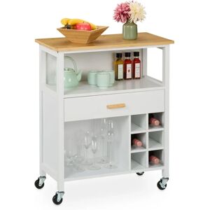 Relaxdays Bamboo Kitchen Cart - 6 Bottle Wine Holder - Kitchen Storage Relaxdays Bamboo Kitchen Cart - 6 Bottle Wine Holder - Kitchen Storage