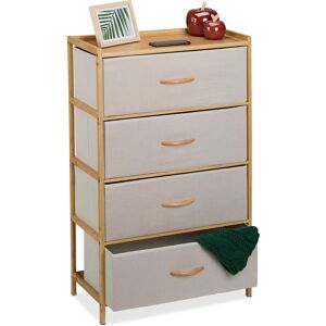 Commode en Bambou Relaxdays - 4 Tiroirs en Tissu - Meuble Compact de Rangement - Publicité Commode en Bambou Relaxdays - 4 Tiroirs en Tissu - Meuble Compact de Rangement - Publicité