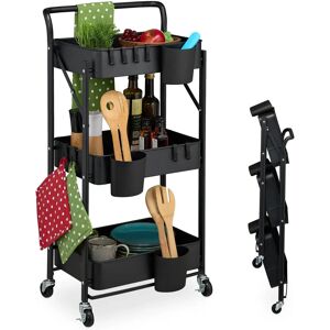 Relaxdays Utility Cart with Wheels - 3 Levels, Black Relaxdays Utility Cart with Wheels - 3 Levels, Black