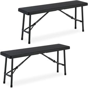 Relaxdays Garden Bench Set - Foldable Plastic Steel 42x100x25cm Relaxdays Garden Bench Set - Foldable Plastic Steel 42x100x25cm
