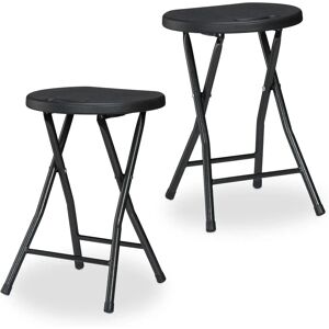 Relaxdays Garden Stool Set of 2 Foldable Black Relaxdays Garden Stool Set of 2 Foldable Black