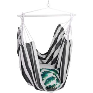 Relaxdays Hanging Chair - Cotton Swing Seat Support 150kg - Black/White Relaxdays Hanging Chair - Cotton Swing Seat Support 150kg - Black/White