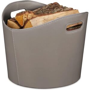 Cesta para Leña en Similpiel, con Manijas - Accesorio para Chimenea Cesta para Leña en Similpiel, con Manijas - Accesorio para Chimenea