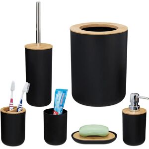 Relaxdays Bathroom Accessories Set - Modern, 6 Pieces, Black Relaxdays Bathroom Accessories Set - Modern, 6 Pieces, Black