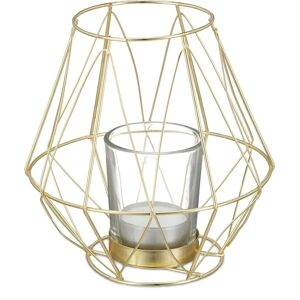 Relaxdays Metal Grid Candle Holder - 14x14cm - Gold - Table Decor Relaxdays Metal Grid Candle Holder - 14x14cm - Gold - Table Decor