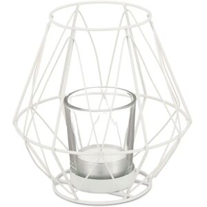 Relaxdays Geometric Metal Candle Holder - 14x14cm, White Relaxdays Geometric Metal Candle Holder - 14x14cm, White