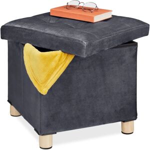 Relaxdays Velvet Storage Ottoman with Tray - Multiuse, Dark Gray Relaxdays Velvet Storage Ottoman with Tray - Multiuse, Dark Gray