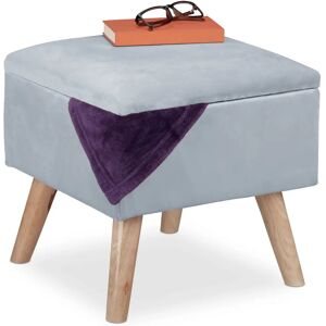 Relaxdays Eucalyptus Wood Velvet Footstool - Pouf & Storage - 40x40x40 cm Relaxdays Eucalyptus Wood Velvet Footstool - Pouf & Storage - 40x40x40 cm