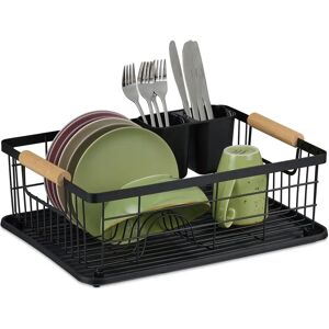 Relaxdays Kitchen Drainer - Black - Holds Dishes and Cutlery Relaxdays Kitchen Drainer - Black - Holds Dishes and Cutlery