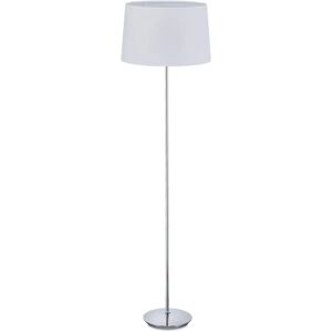 Lámpara de Pie Blanca con Pantalla de Tela y Base Cromada - Lámpara de Piso Lámpara de Pie Blanca con Pantalla de Tela y Base Cromada - Lámpara de Piso