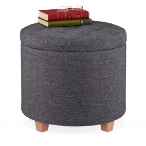 Relaxdays Round Storage Ottoman - Gray Relaxdays Round Storage Ottoman - Gray