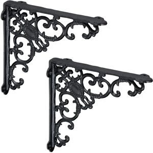 Relaxdays Vintage Metal Shelf Brackets - 2 Support Supports Baroque Style - Black Relaxdays Vintage Metal Shelf Brackets - 2 Support Supports Baroque Style - Black
