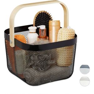 RELAXDAYS Storage Basket - Metal & Wood - 17.5x26x24.5cm - Black RELAXDAYS Storage Basket - Metal & Wood - 17.5x26x24.5cm - Black