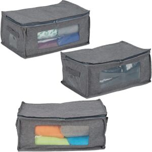 RELAXDAYS Gray Under Bed Organizer - 3-Piece Storage Set for Seasonal Clothing RELAXDAYS Gray Under Bed Organizer - 3-Piece Storage Set for Seasonal Clothing