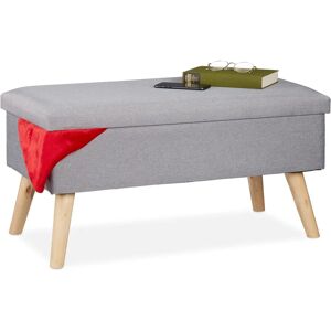 Relaxdays Storage Ottoman - Upholstered Seat with Wooden Legs Relaxdays Storage Ottoman - Upholstered Seat with Wooden Legs