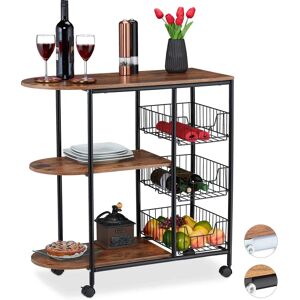 RELAXDAYS Kitchen Cart - Industrial, 3 Shelves, 3 Baskets, Black/Brown RELAXDAYS Kitchen Cart - Industrial, 3 Shelves, 3 Baskets, Black/Brown