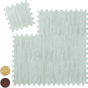 Relaxdays Puzzle Fitness Mat - BPA-Free, Wood Effect, White Relaxdays Puzzle Fitness Mat - BPA-Free, Wood Effect, White