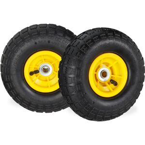 Relaxdays Yellow-Black Wheel Set 4.1/3.5-4 - Wheel Type 4.1/3.5-4 for Cart & Trolley Relaxdays Yellow-Black Wheel Set 4.1/3.5-4 - Wheel Type 4.1/3.5-4 for Cart & Trolley