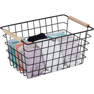 RELAXDAYS Storage Basket - Rectangular Wire Mesh with Wooden Handles RELAXDAYS Storage Basket - Rectangular Wire Mesh with Wooden Handles