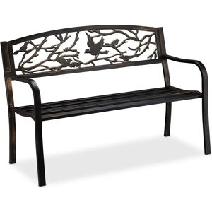 Relaxdays Garden Bench - Brown Steel Cast Iron - Weatherproof - 87x127x57 cm - Garden, Balcony & Terrace Relaxdays Garden Bench - Brown Steel Cast Iron - Weatherproof - 87x127x57 cm - Garden, Balcony & Terrace